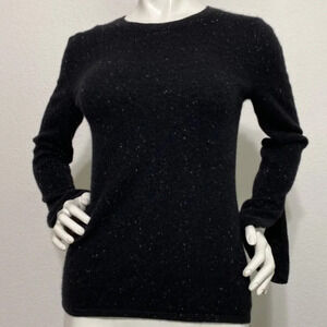 Philosophy Black Speckled Long Sleeve Pullover Cashmere Sweater Size S